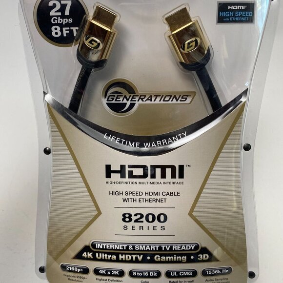 HDMI High Speed Cable with Ethernet 27 Gbps 8 FT 8200 Series NEW - Picture 4 of 8